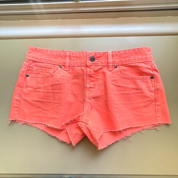 New Victoria's Secret Pink Shorts 4 Neon Coral Orange Denim Style NWT - Picture 1 of 10